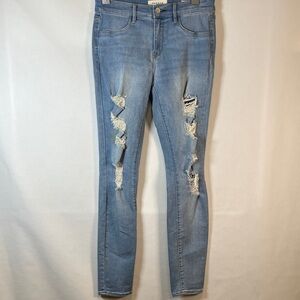 PacSun Distressed High-Rise Skinny Jeggings Light Wash Ripped Denim Size 27